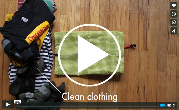 A thumbnail for a video showing the features of the Travel Laundry Stuff Sack.
